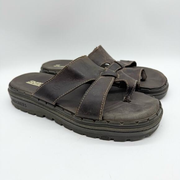 Vintage Y2K Men's Chunky Skechers Jammer Retro Strappy Slide Sandals Brown 9 - Picture 2 of 15
